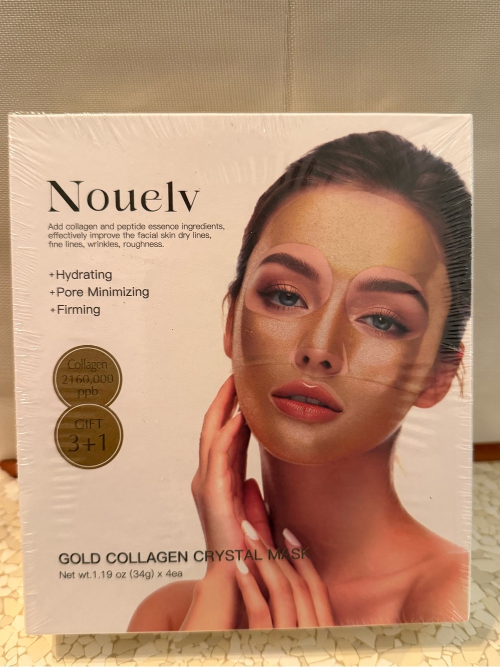 Nouelv Gold Collagen Crystal Mask Sheet Hydrating Firming SPF2 34g x 4